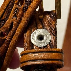 Vintage Chambers Belt Co Tooled Leather w/Buckle Brown Western measure in pics